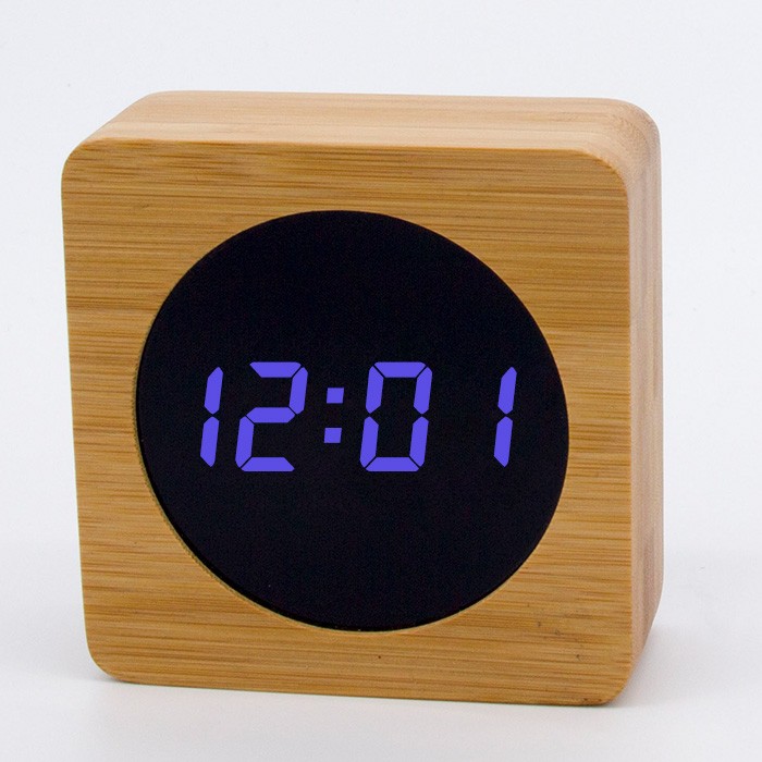Clock factory wholesale bamboo LED alarm clock digital table clock