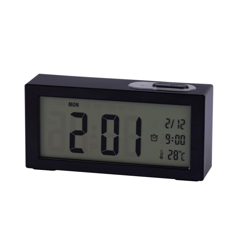ساعة منبه رقمية LCD من الشركة المصنعة للساعة مع إضاءة خلفية ودرجة حرارة