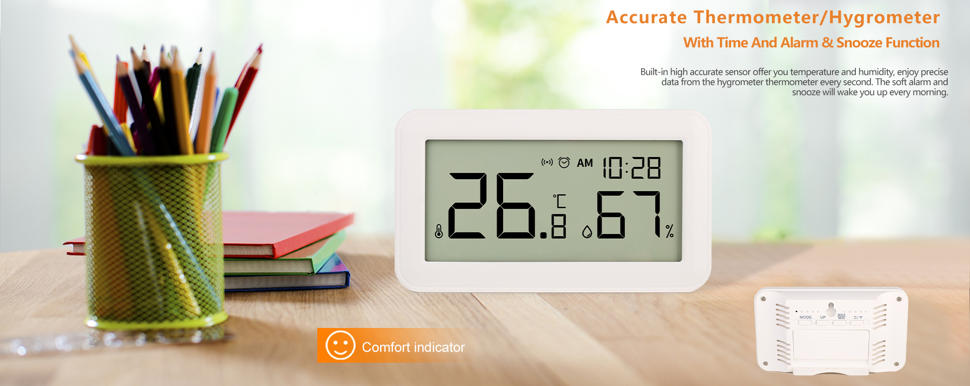 New LCD temperature and humidity alarm clock