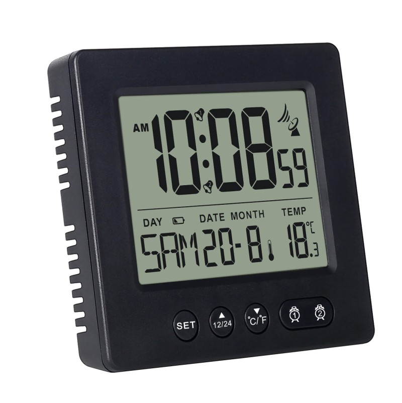 China factory wholesale lcd radio contolled clock with 2 alarms