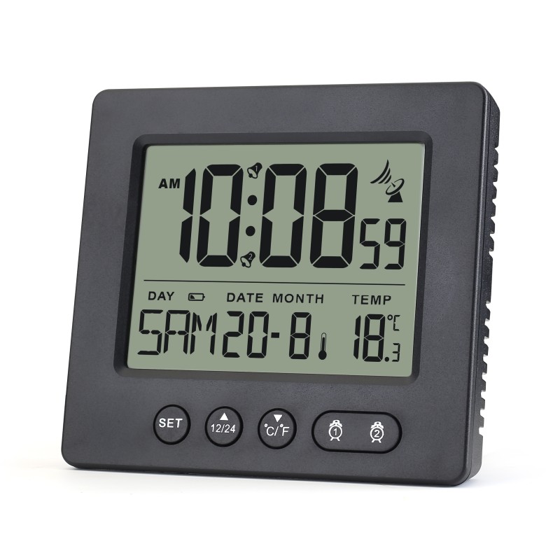 China factory wholesale lcd radio contolled clock with 2 alarms