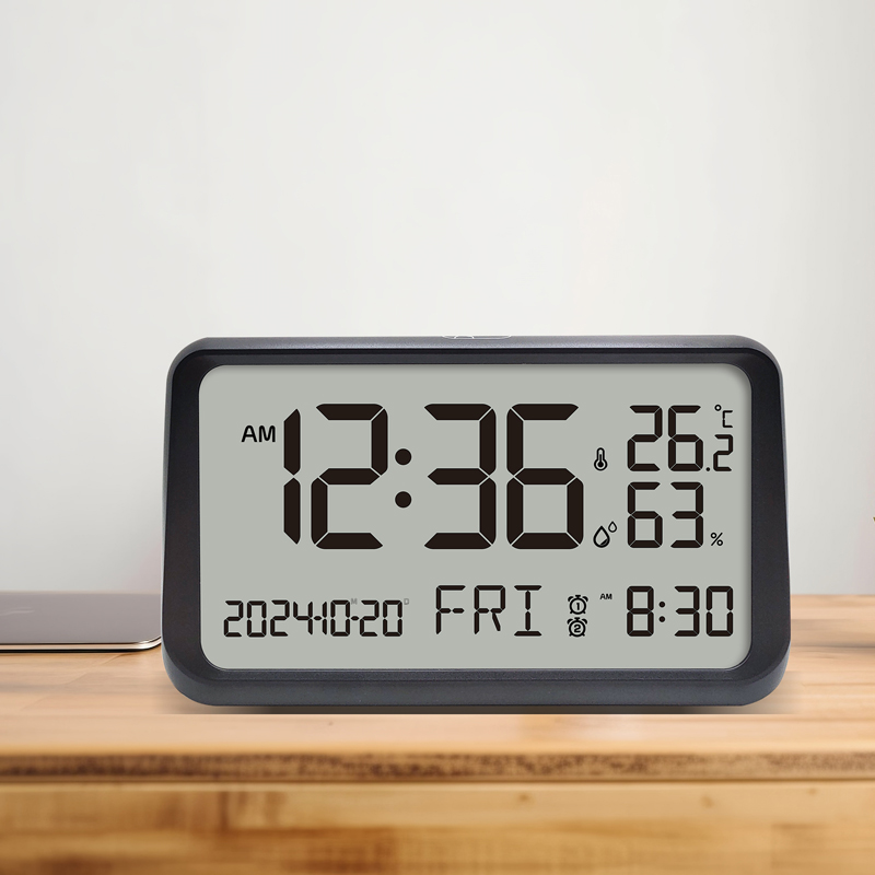 Big Digital LCD Table Clock with Jumbo Numbers, Temperature and humidity