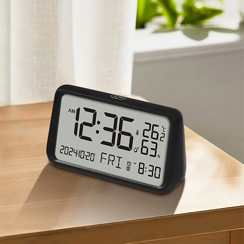 Big Digital LCD Table Clock with Jumbo Numbers, Temperature and humidity