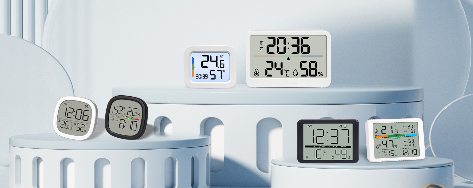 Multifunctional LCD digital temperature and humidity clock meter