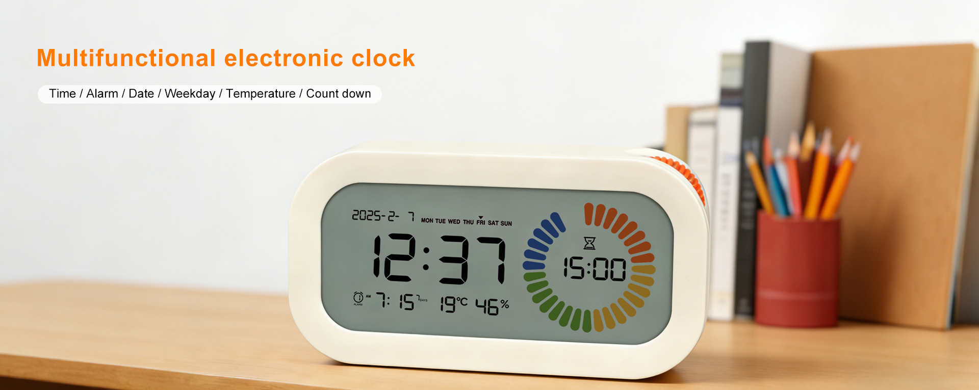 Newest LCD alarm clock with count down timer