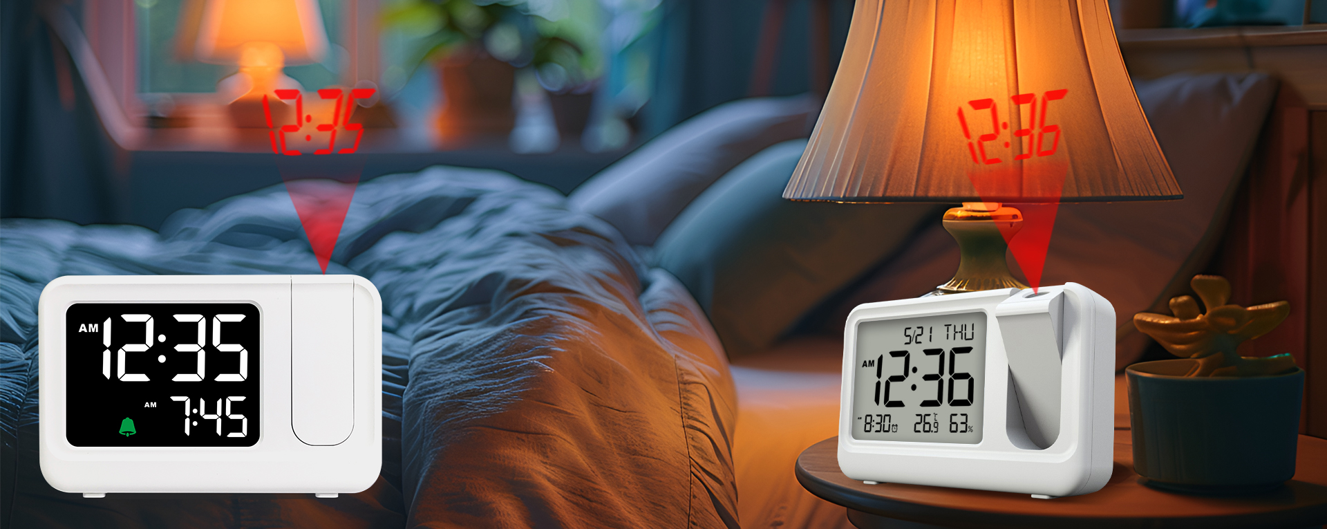 Newest hot selling LCD projection alarm clock