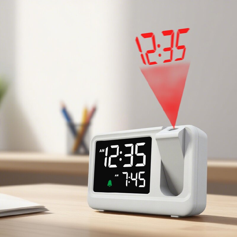 China factory supply New LCD VA screem projection alarm clock LCD digital clock touch backlight