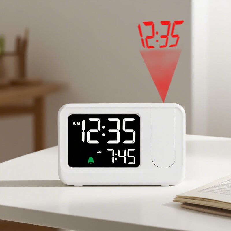 China factory supply New LCD VA screem projection alarm clock LCD digital clock touch backlight
