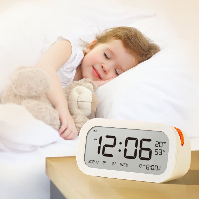 China factory LCD alarm clock with touch backlight,temperature and humidity display