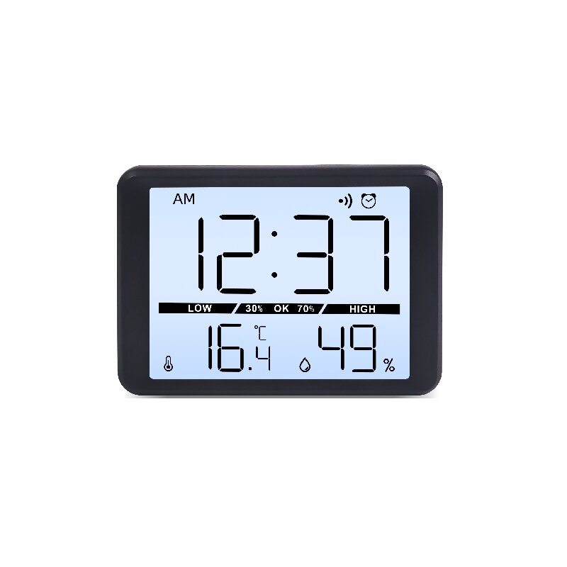 customized multifunctional lcd alarm clock digital LCD temperature and humidity meter with backlight