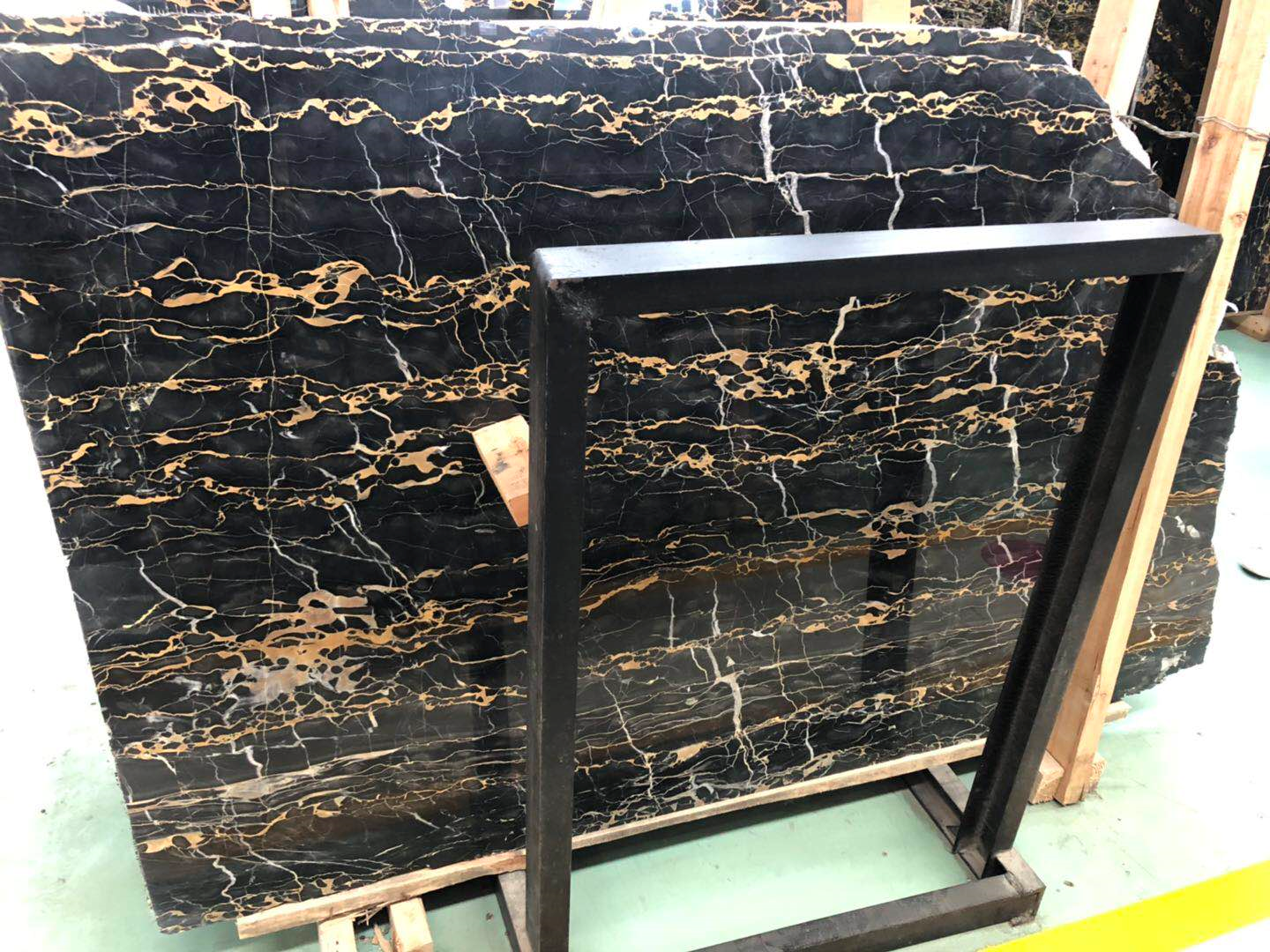 Italian Black Portoro Marble Slab Tile