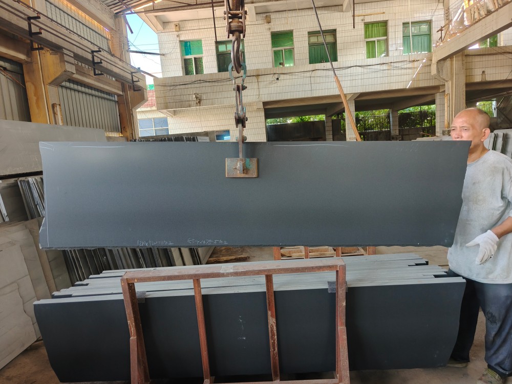 flamed black-basalt wall cladding