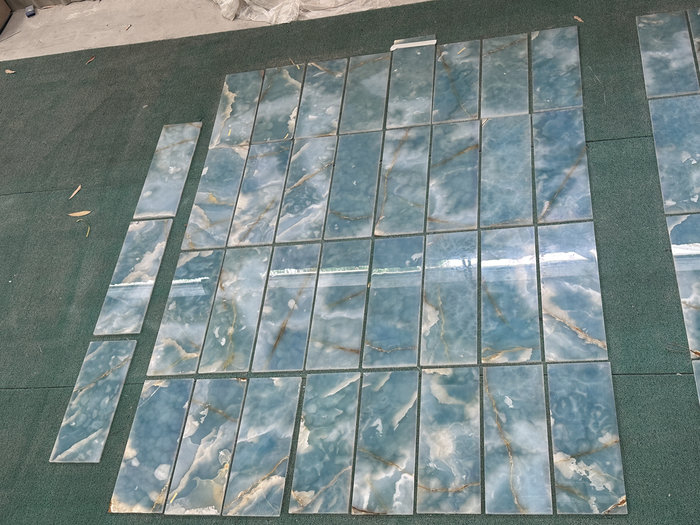 Blue Onyx Wall Decoration | Translucent Natural Stone Panels for Luxury Villa Interiors