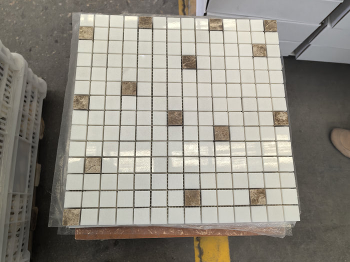 Thassos White & Emperador Light Marble Mosaic | Premium Pool Tiles for Luxury Swimming Pools