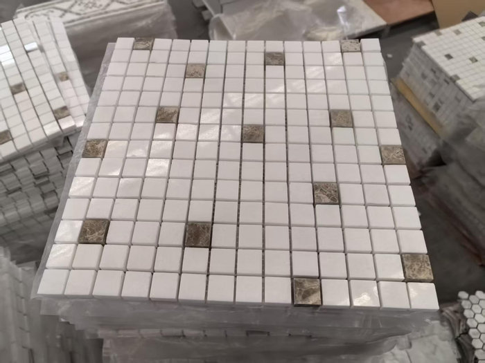 Greek Thassos & Spanish Emperador Light Marble Mosaic | Pool Waterline & Interior Tiles Greek Thassos & Spanish Emperador Light Marble Mosaic | Pool Waterline & Interior Tiles