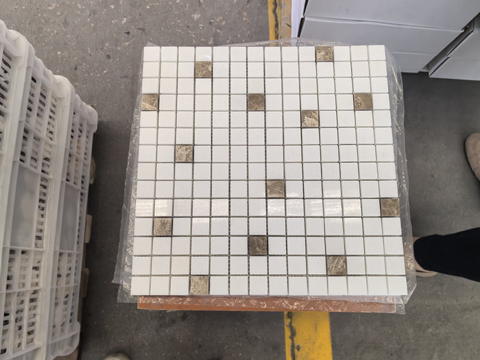 Thassos White Emperador Light Blend Mosaic | Luxury Marble Pool Tiles for Villas & Resorts Thassos White Emperador Light Blend Mosaic | Luxury Marble Pool Tiles for Villas & Resorts