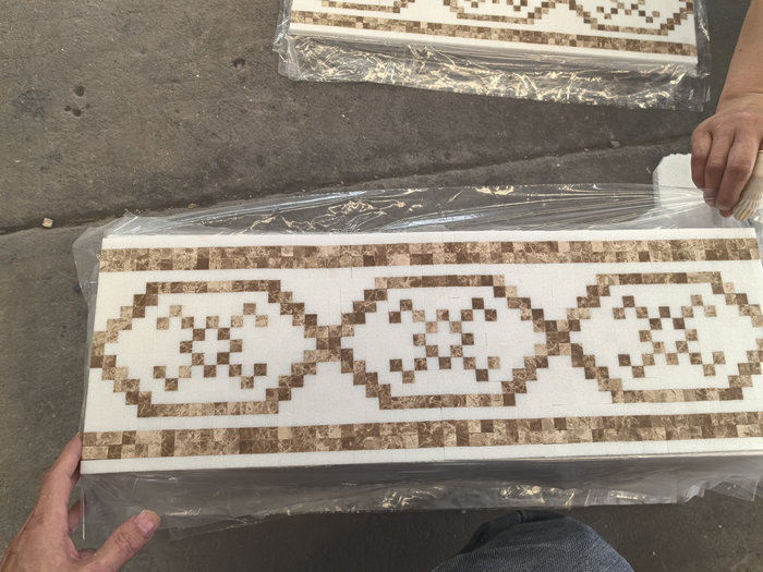 Thassos White & Emperador Light Border Mosaic | Natural Marble Chair Rail for Luxury Interiors