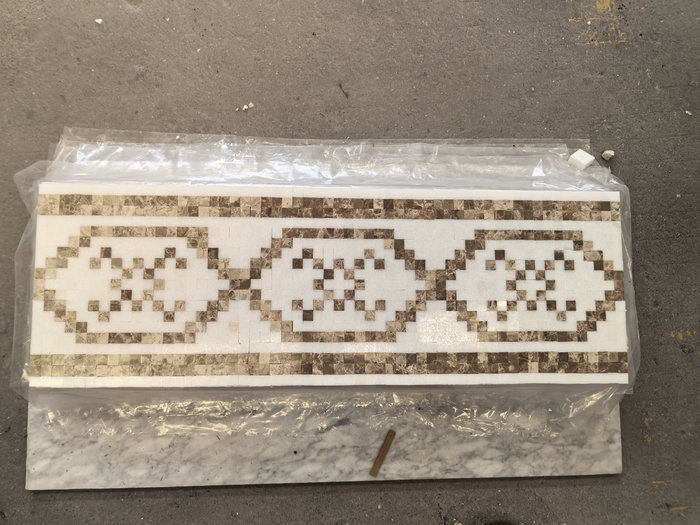Thassos & Emperador Light Marble Border | Premium Mosaic Thassos & Emperador Light Marble Border | Premium Mosaic