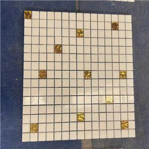 Timeless Elegance: Thassos White Marble Meets Golden Glass Mosaic