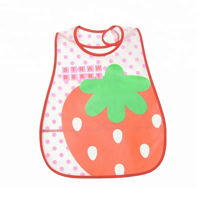 Babete de bebê adorável Eva com estampa de frutas e bolso