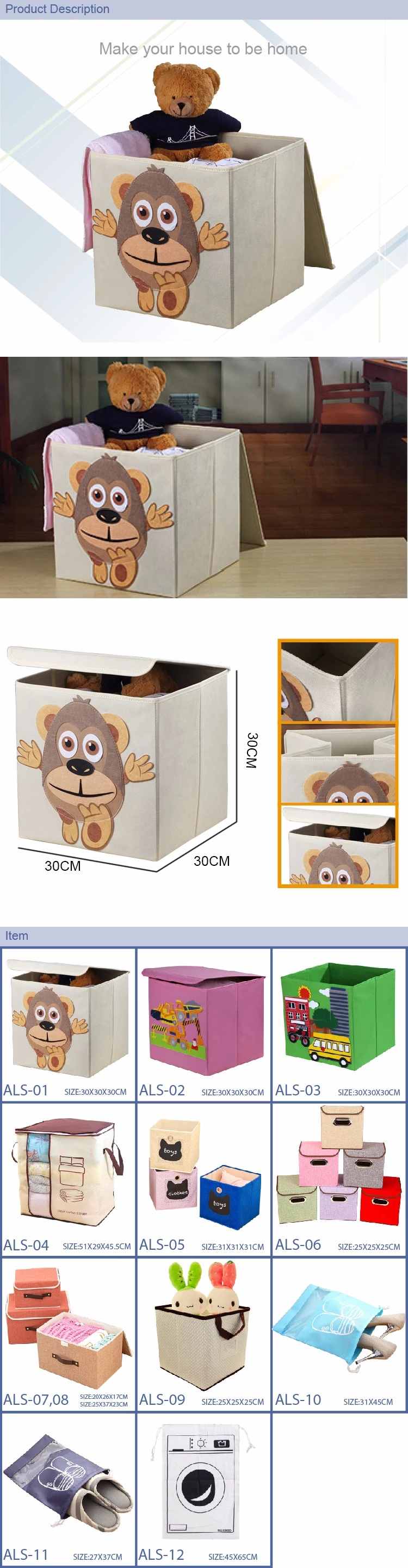 Caixa dobrável de armazenamento de brinquedos infantis - Organizador de tórax e armário de brinquedos infantis de desenho animado