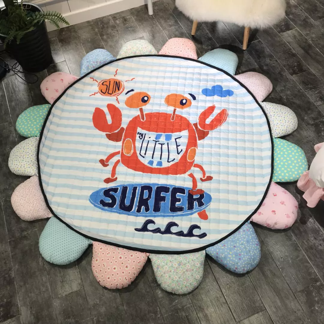 Korean Floral Padded Quilting Play Mats For Children