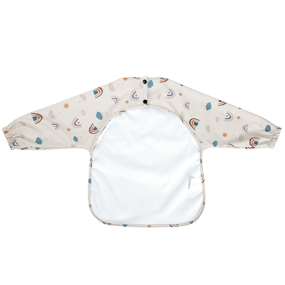 Babete fácil à prova de bagunça estilo bolso PU - babador impermeável para bebês e crianças com fechamento ajustável 6-36