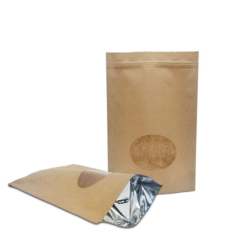 Food Grade Brown Paper Bag Packaging With Window