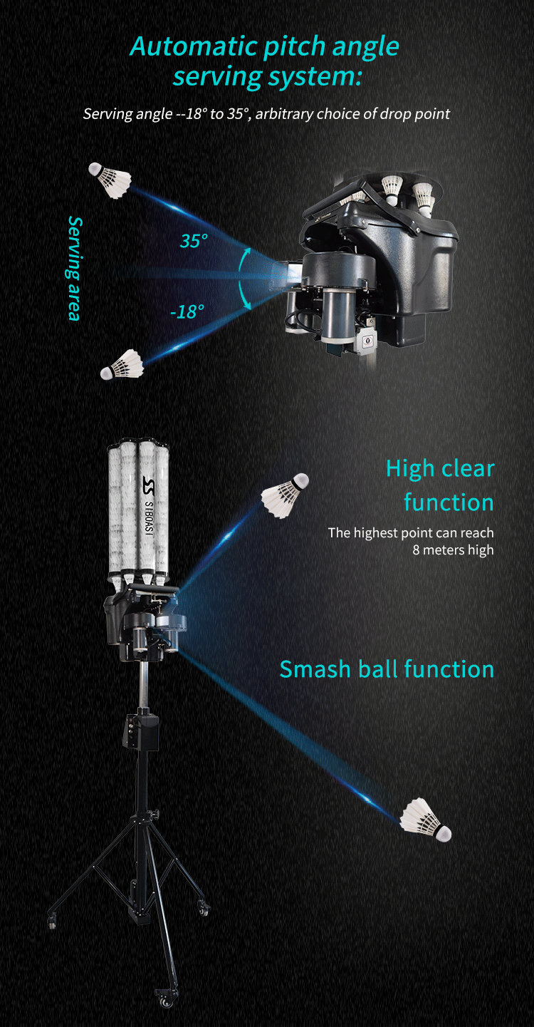 SIBOASI badminton shuttlecock launcher machine with APP function