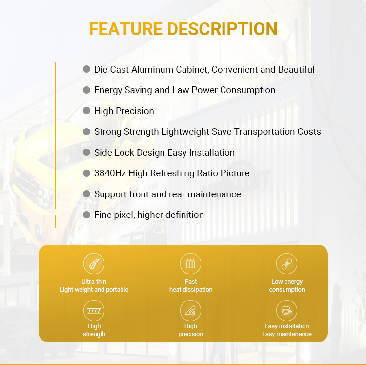 Hhigh definition resolution and pixel pitch of p2.5mm and below