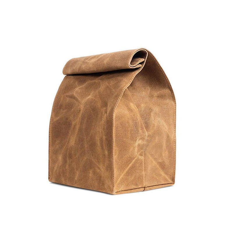 Izolowana torba na lunch z woskowanego płótna