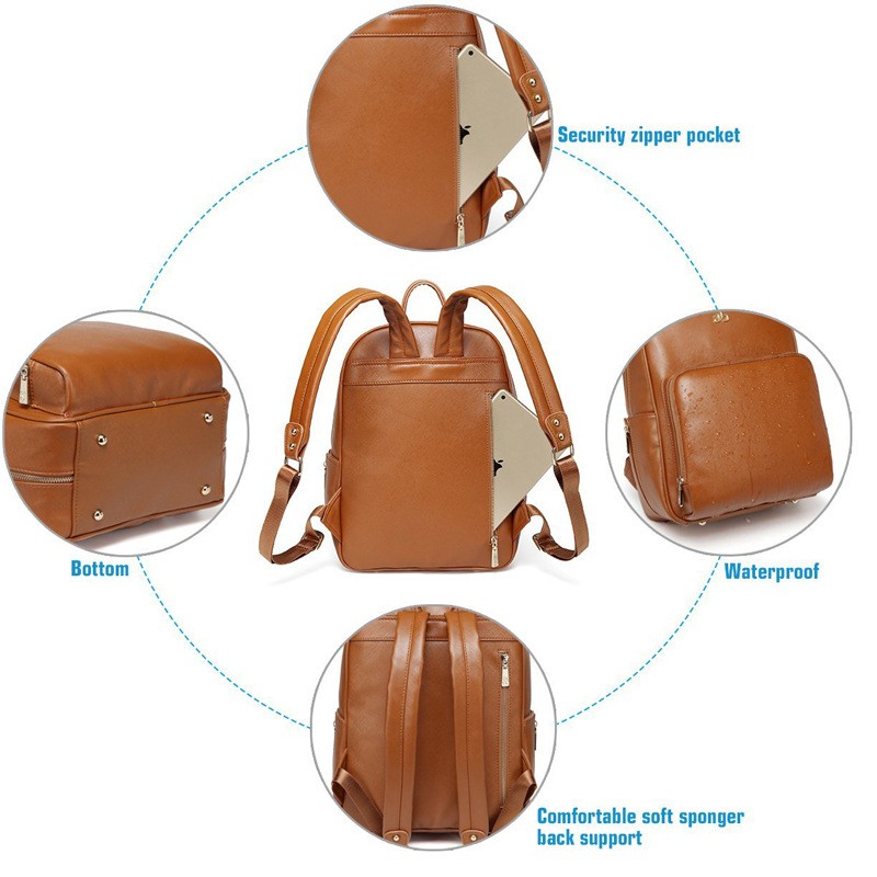 Large Capacity Mommy Leather Backpack Diaper Bag Factory