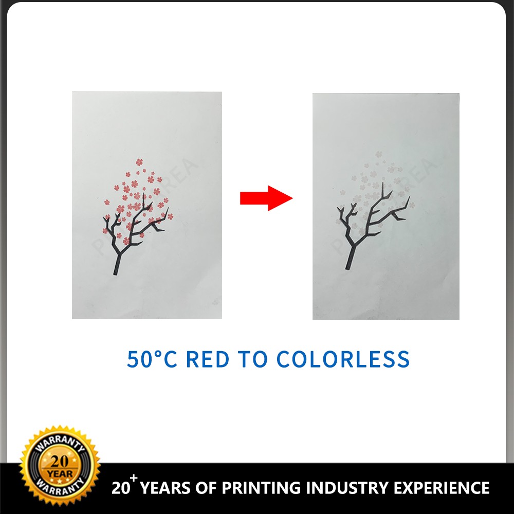 50 graus de tinta vermelha a incolor sensível à temperatura
