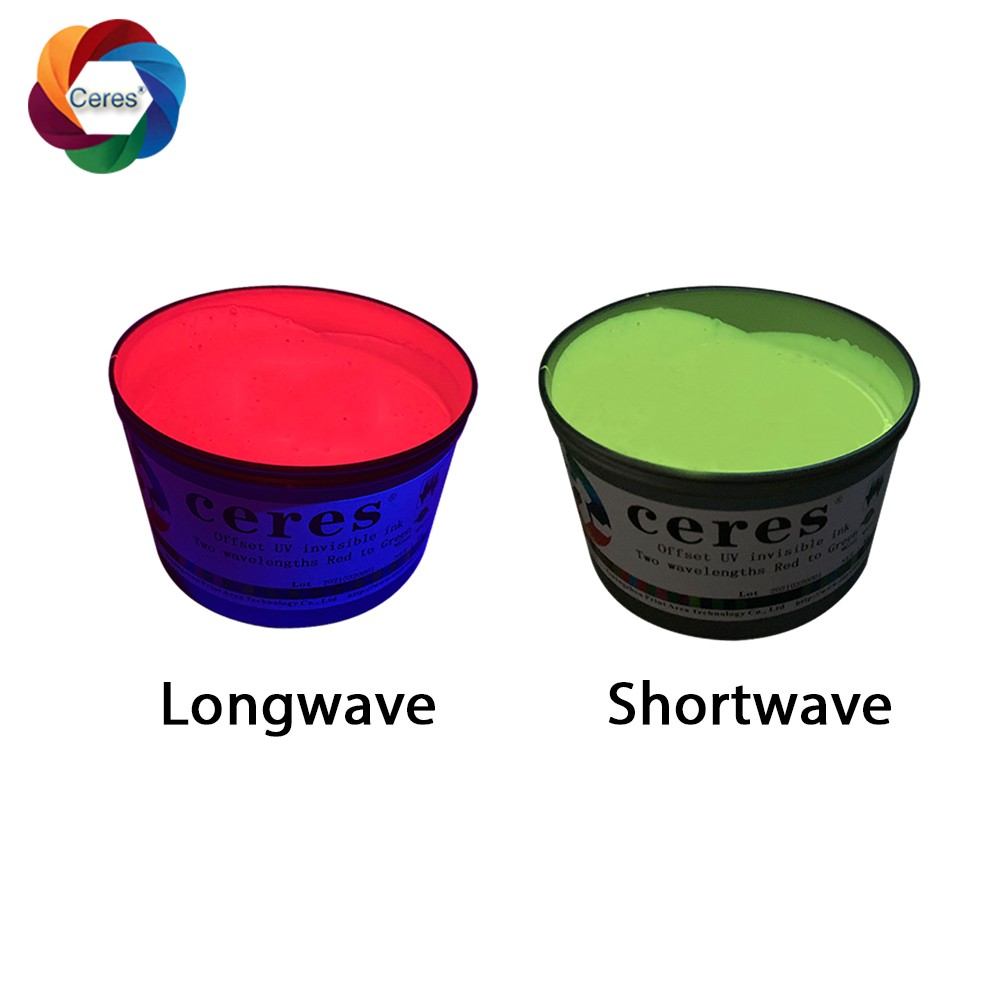 Longitud de onda larga Color rojo a longitud de onda corta Tinta invisible UV compensada verde