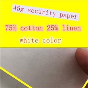 45 ग्राम सुरक्षा कपास कागज 100% कपास जलरोधक कागज