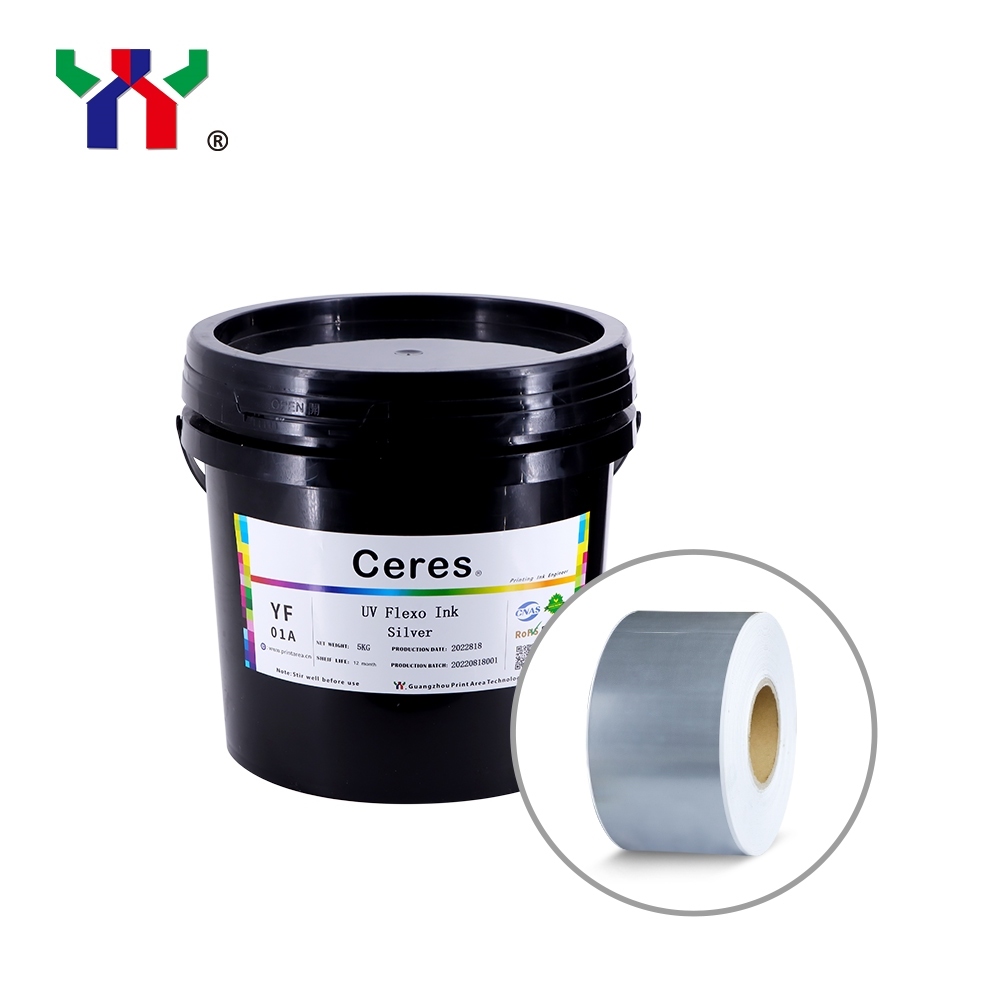 Tinta UV Flexo Color Plata | Tintas flexográficas Ceres UV LED para etiquetas adhesivas