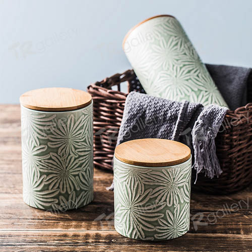 Pad Printed Stoneware Canister
