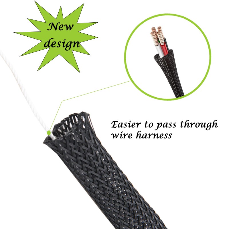 Braided Split Wrap Wire Loom Durable Cable Manage Sleeving Wiring Harness  Lot BLACK 