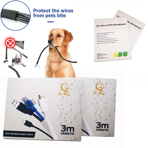 Small Package Split Braided Sleeving Cord Protector Management Sleeving For TV Computer Home Theater Office