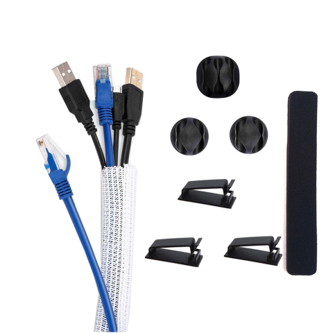 Split braided sleeve cable wrap silicone clips for wires management