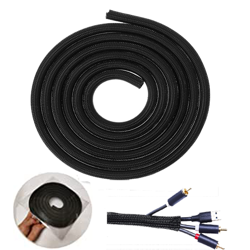 Kabelführungssystem 16 mm geteilte, geflochtene Kabelummantelung mit 1 Klettband