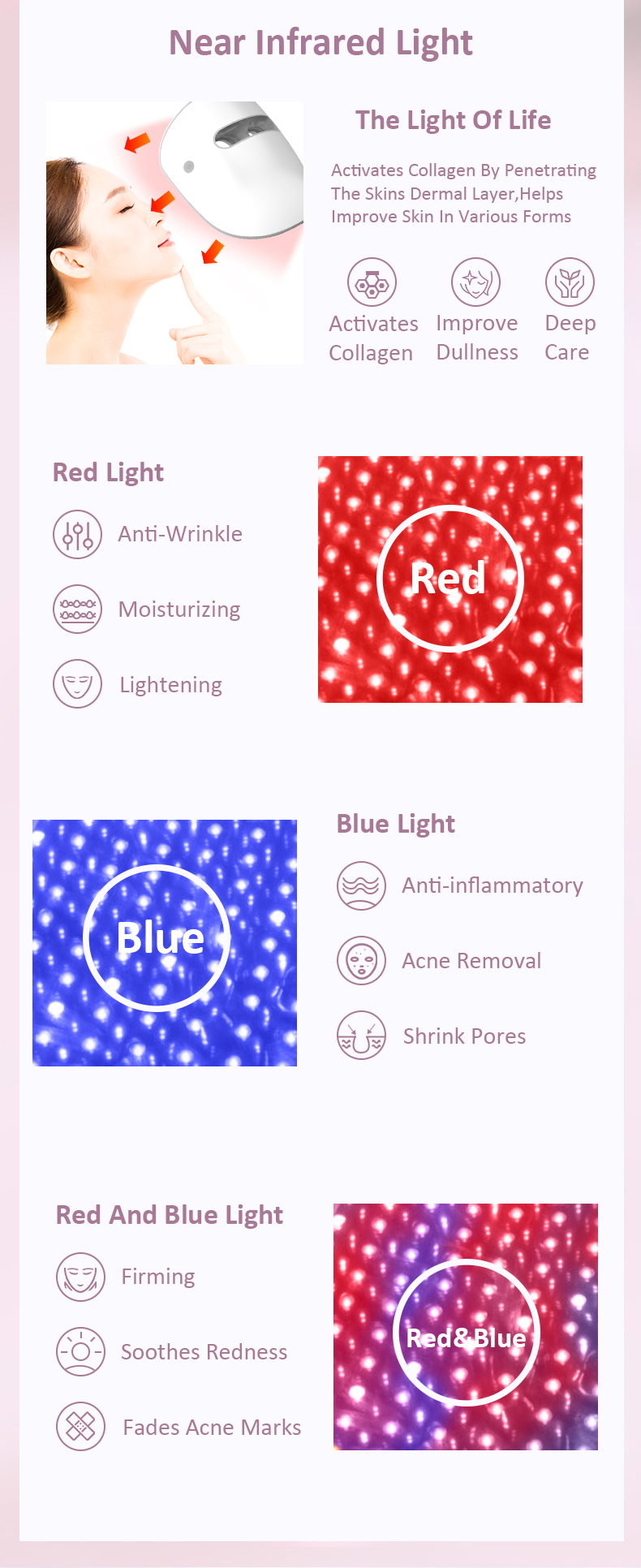 3 ألوان قناع LED
