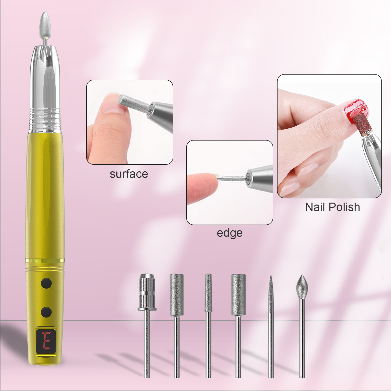 Portable Pink/Gold Nail Drill machine 15000 rpm electric Wireless Cordless Rechargeable Nail Drill Manufacturers, Portable Pink/Gold Nail Drill machine 15000 rpm electric Wireless Cordless Rechargeable Nail Drill Factory, Supply Portable Pink/Gold Nail Drill machine 15000 rpm electric Wireless Cordless Rechargeable Nail Drill