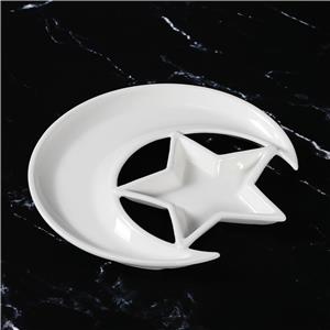 Creative unique design moon shaped porcelain dish plate