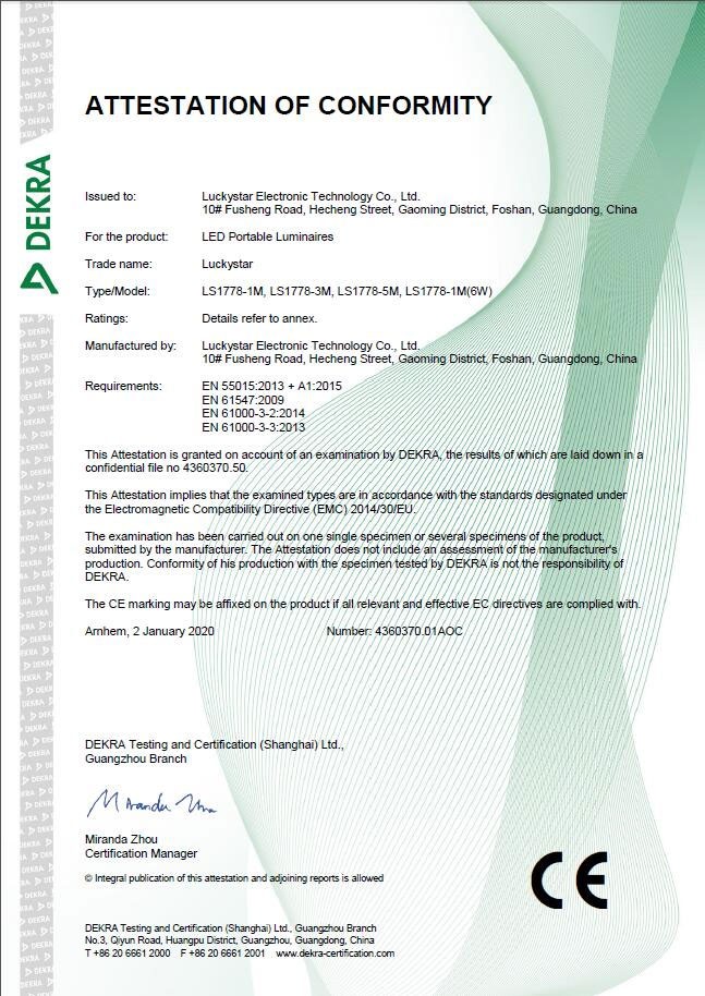 Certificación CE de conformidad