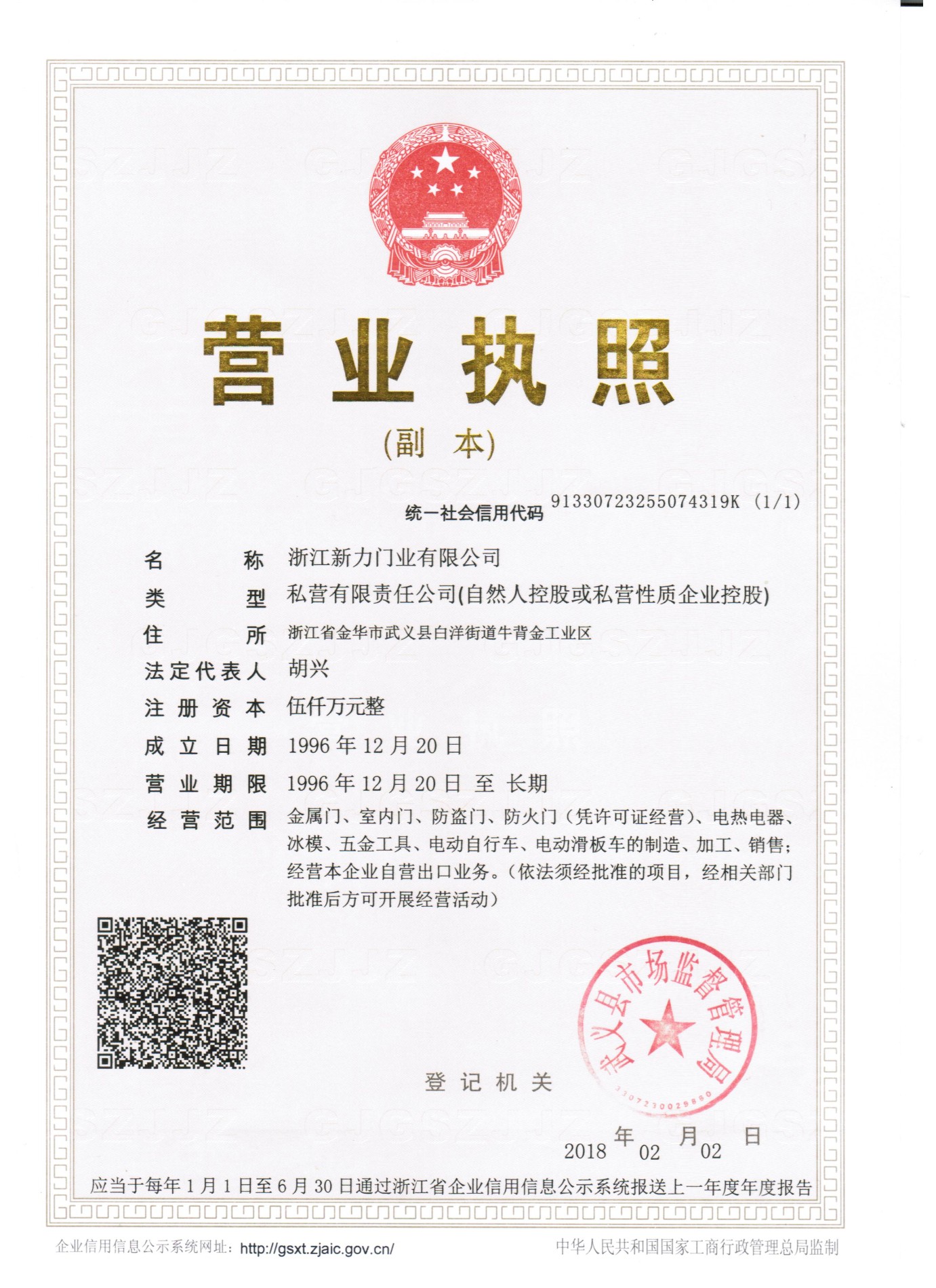 Xinli Group Business License