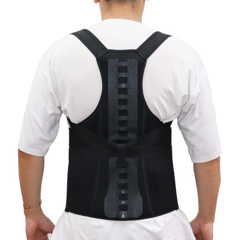 Tutore per cintura spinale della parte superiore della schiena regolabile con piastra in alluminio