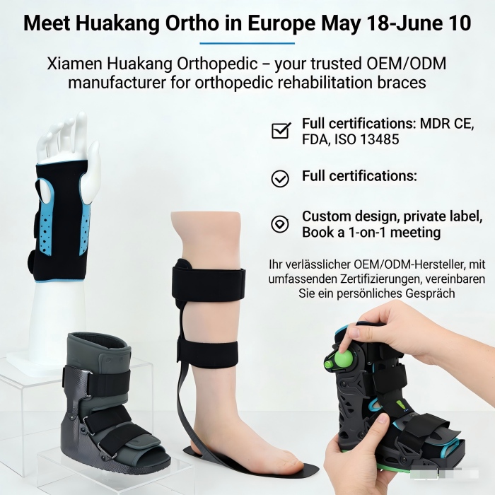 MDR CE, FDA & ISO 13485 Certified Orthopedic Rehabilitation Braces OEM/ODM Manufacturer | On-Site Meetings in Europe: May 18 – June 10, 2026