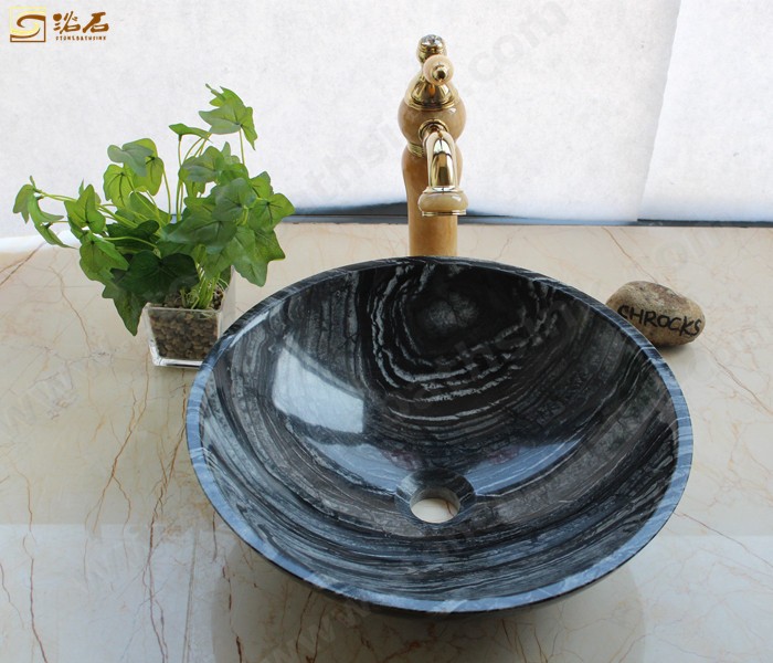 Ancient Wood Marble Round Sink