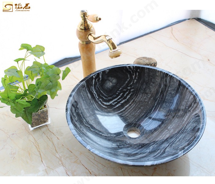 Ancient Wood Marble Round Sink